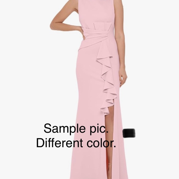 Betsy & Adam Sleeveless Ruffle Detail Dress Mauve Blush Size 8P - Picture 12 of 15